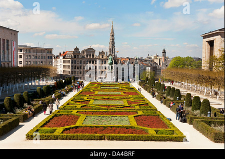 Jardin du Mont des Arts, le centre de Bruxelles, Belgique. Banque D'Images