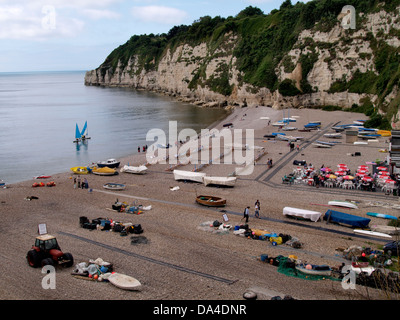 Front de mer de Beer, Devon, UK 2013 Banque D'Images