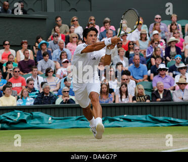 Wimbledon, Londres, Angleterre. 06Th Juillet, 2013. Jour 9 de la Le tennis de Wimbledon 2013 tenue à l'All England Lawn Tennis et croquet Club, Londres, Angleterre, Royaume-Uni. Mens quart de finale match de simple. Andy Murray (GBR) contre Fernando Verdasco ( ESP ) Crédit : Action Plus de Sports/Alamy Live News Banque D'Images