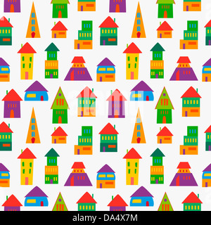 Mignon multicolore branché. transparente maisons Cette illustration est disposé en couches pour une manipulation facile et coloris. Banque D'Images