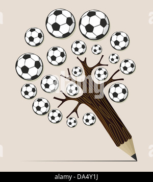 Soccer school arbre crayon idée. Couches d'illustration vectorielle pour une manipulation facile et coloris. Banque D'Images