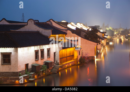 La Chine, Wuzhen, Xizha Scenic Zone, Xishi Scène de rivière. Banque D'Images