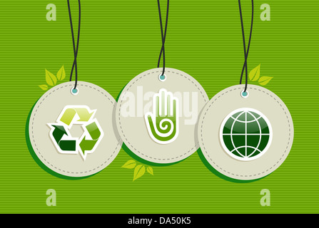 La conception de l'environnement cercle vert éléments symboles set background. Couches de fichier vectoriel pour une manipulation facile et coloris. Banque D'Images