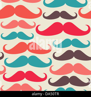 Moustache hippie motif transparent jeu de croquis . Couches de fichier vectoriel pour une manipulation facile et coloris. Banque D'Images