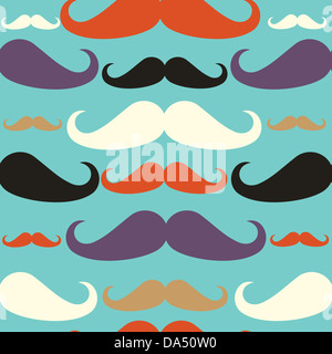 Moustaches Hipster sans vecteur jeu de motifs. Couches de fichier vectoriel pour une manipulation facile et coloris. Banque D'Images