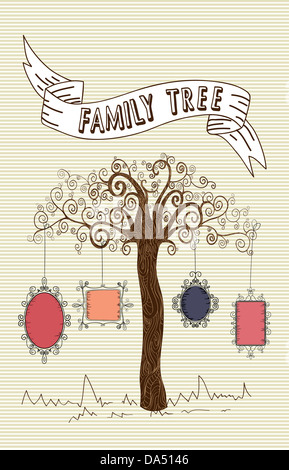 Vieux fond rayures portrait de l'école de design de l'arbre de feuilles. Couches de fichier vectoriel pour une manipulation facile et coloris. Banque D'Images