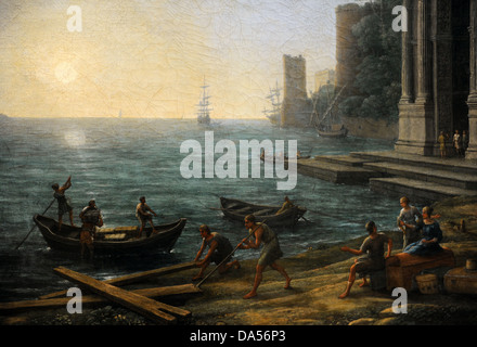 Claude Lorrain (1600-1682). Le peintre français. Port maritime à l'aube, 1674. Détail. L'Alte Pinakothek. Munich. L'Allemagne. Banque D'Images