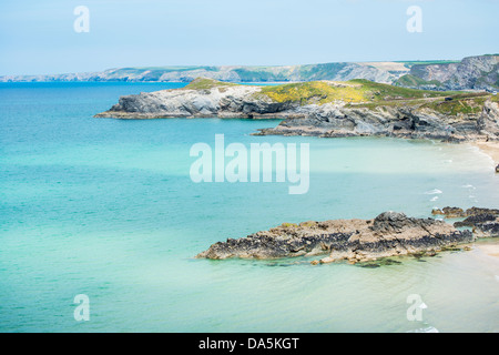 La baie de Newquay on a bright sunny June 24. Banque D'Images