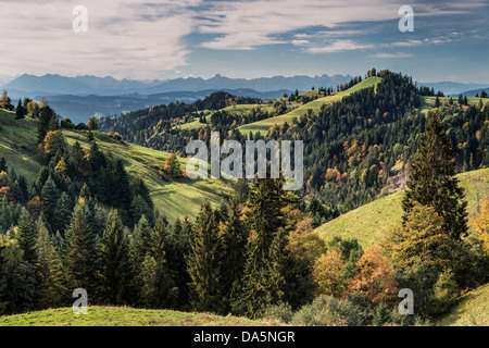 Paysages de l'Emmental, Hill, dans le canton de Berne, Berne, écraser, au bruit, paysage, Langnau, Lüderenalp, Suisse, Europe, pré-Alpes, alp Banque D'Images