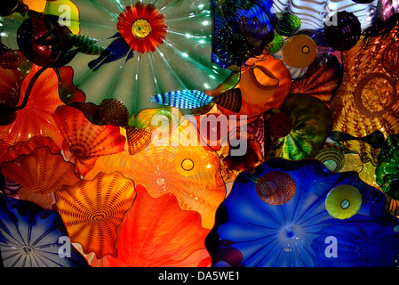 Verres Art par Dale Chihuly à afficher. Chihuly Jardin et verre, Seattle, Washington, USA. Banque D'Images