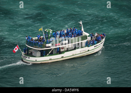 American Falls, Canada, Maid of the Mist, Niagara Falls, de l'eau, de la rivière Niagara (Ontario), excursion en bateau, Voyage, vue aérienne, bateau, bo Banque D'Images