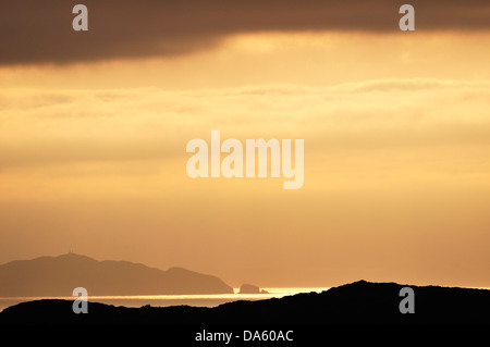 Le coucher du soleil, phare de Long Point, Crow Head, Terre-Neuve, Canada, coast Banque D'Images