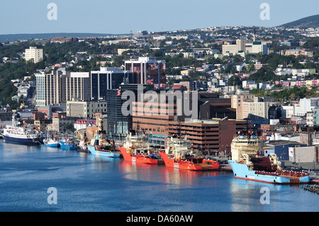 Port de St John's, Signal Hill, St John's, Terre-Neuve, Canada, Port, ville, bateaux Banque D'Images