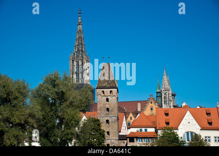 Ulm, Münster, souabe, Baden-Wurttemberg, Allemagne, Europe, rivière, débit, Banque D'Images