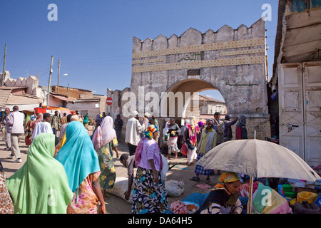 Harar, porte de la ville, l'Éthiopie, l'UNESCO, patrimoine culturel mondial, l'Afrique, la ville, gate Banque D'Images