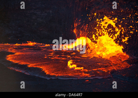 Glow, couver, lave, éruption, Ertale volcanical, volcan,, Afrique, montagne, montagnes, le feu, la nature, l'Éthiopie, Banque D'Images