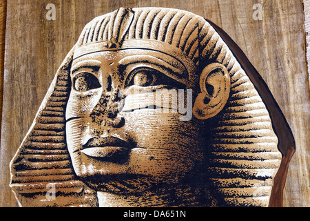Peinture des grands Sphinx sur papier de papyrus, Le Caire, Egypte Banque D'Images