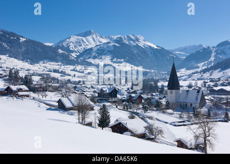 Saanenland, ÊTRE, hiver, canton, Berne, Oberland Bernois, Gstaad, Suisse, Europe, Saanen Banque D'Images