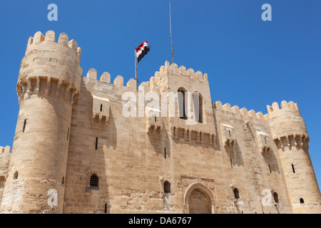 Citadelle de Qaitbay, aussi connu sous le nom de Fort de Qaitbay, Alexandria, Egypte Banque D'Images