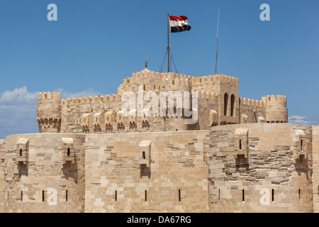 Citadelle de Qaitbay, aussi connu sous le nom de Fort de Qaitbay, Alexandria, Egypte Banque D'Images