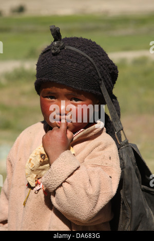 Peuples, personne, fille, enfant, portrait, Padum, Zanskar, vallée du Zanskar, du district de Kargil, Kargil, Jammu, Cachemire, Ladakh, Indi Banque D'Images