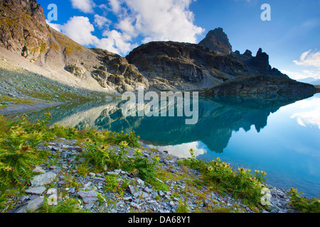 Schottensee, Suisse, Europe, canton, Saint-Gall, Thurgovie, domaine de Sargans, Pizol, cinq lacs, lac de montagne, la réflexion Banque D'Images