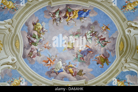 Bibliothèque de l'abbaye d'Admont hall en Styrie, Autriche, la plus grande bibliothèque monastique au monde. Un joyau de l'époque Baroque. Banque D'Images