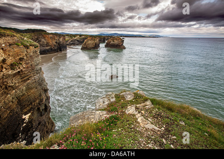 Nature Paysage Las Catedrales Beach Ribadeo Lugo Galice Espagne Banque D'Images