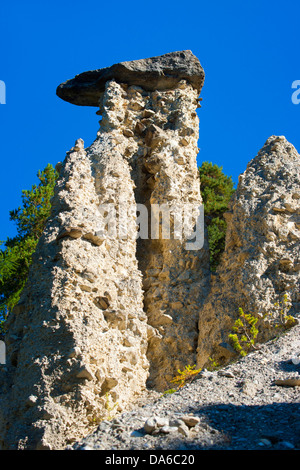 Val Sinestra, terre de pyramides, Suisse, Europe, canton des Grisons, Engadine, Grisons, Engadine, Unterengadin, pyramides, erosi Banque D'Images