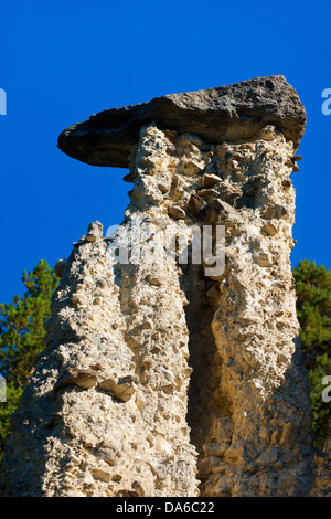 Val Sinestra, terre de pyramides, Suisse, Europe, canton des Grisons, Engadine, Grisons, Engadine, Unterengadin, pyramides, erosi Banque D'Images