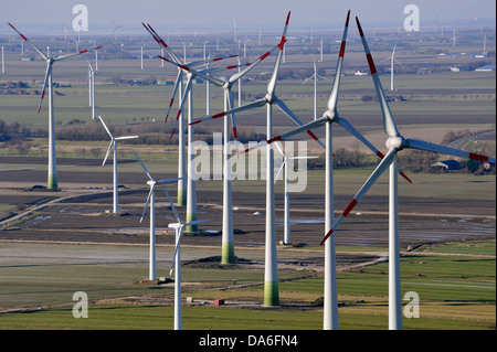 Vue aérienne, éoliennes, wind farm Banque D'Images