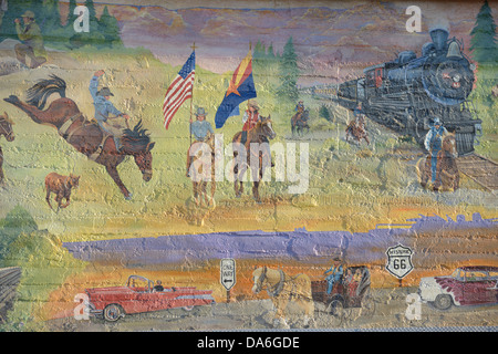 USA, United States, Amérique du Nord, l'Arizona, Seligman, Amérique du Nord, Sud-ouest, Route 66, Americana, l'Amérique, Williams, murale, mur, p Banque D'Images