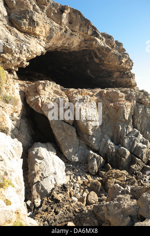 Bouche de Klipgat Cave - un âge de pierre, troglodyte, Gansbaai Province de Western Cape, Afrique du Sud Banque D'Images