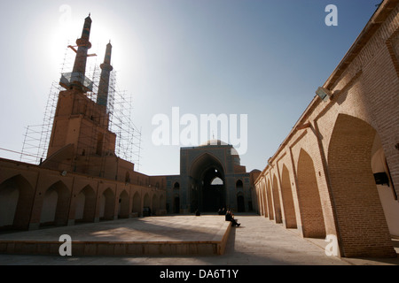 Mosquée Jameh ou mosquée de vendredi à Yazd en rénovation, l'Iran Banque D'Images