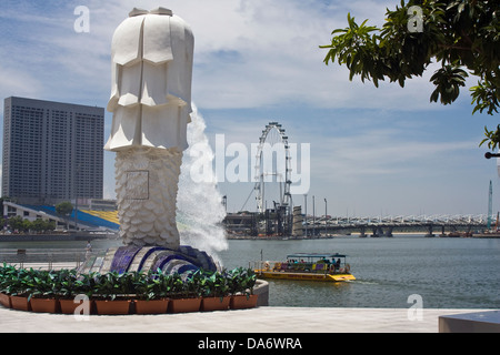 En Asie, Singapour Singapour,Ville,un Fullerton,Parc Merlion, statue du Merlion Banque D'Images