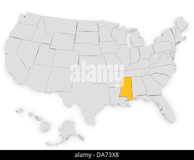 3D Render of aux États-Unis mettant en évidence le Mississippi Banque D'Images