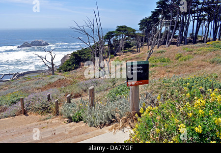 Panneau indicateur de fin de terres du parc national du Golden Gate, San Francisco, California, USA Banque D'Images