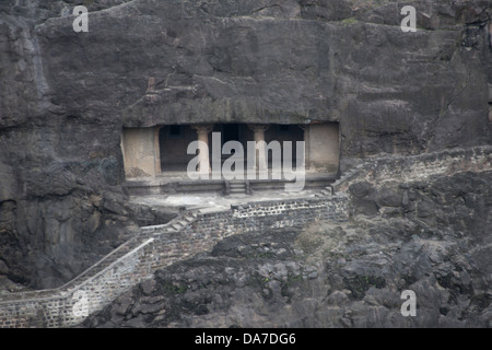 La caverne n°20 : General-View, Ajanta Caves, Aurangabad, Maharashtra, Inde Banque D'Images