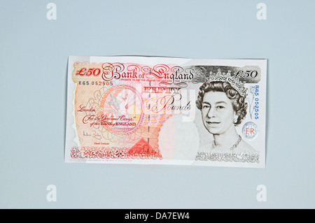 Recto d'une £50 (50 livres sterling) note. Banque D'Images