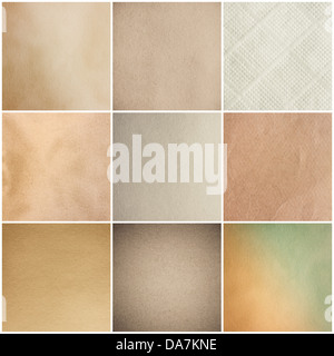 Vieux papiers Beige Set isolé sur fond blanc Banque D'Images