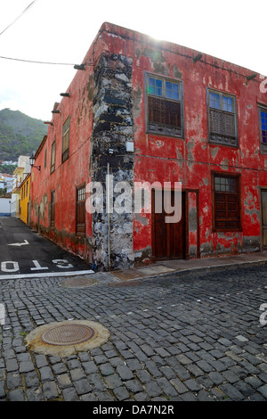 Rue espagnol en Garachico ville à Ténérife. Banque D'Images