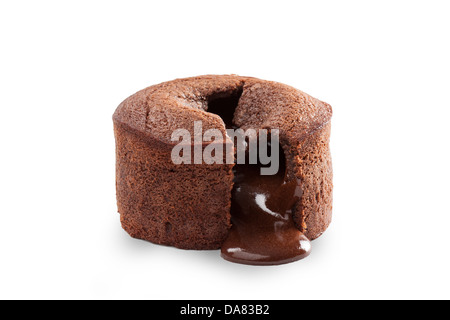 Délicieux fondant au chocolat isolated on white Banque D'Images