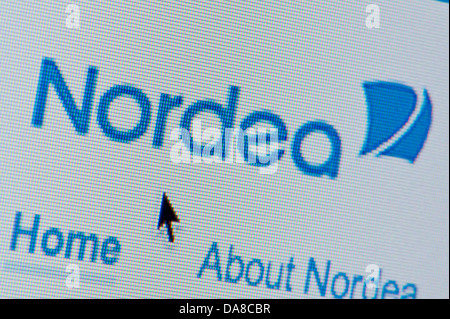 De près de l'logo Nordea comme vu sur son site web. (Usage éditorial uniquement : -Print, télévision, e-book et le comité éditorial du site). Banque D'Images