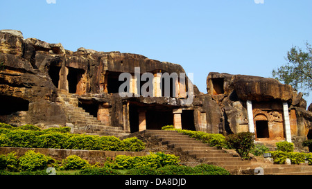 Udayagiri et Khandagiri Caves ( grotte de roche ) à Bhubaneswar Inde d'Odisha Banque D'Images