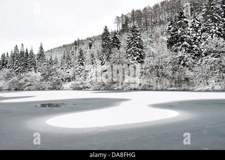 Staindale dans le lac Dalby forest prise sur un froid matin d'hiver glacial Banque D'Images