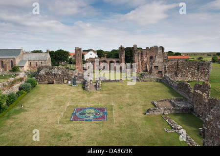 Prieuré de Lindisfarne. L'Île Sainte, Northumberland, Lindisfarne Banque D'Images