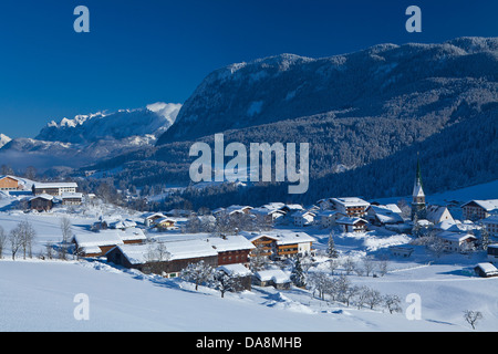 L'Autriche, Europe, Tyrol, SOMOGY, basses terres, Thiersee, Heiterwang, hiver, place, du tourisme, de la neige, bois, Forêt, Montagnes, Pe Banque D'Images