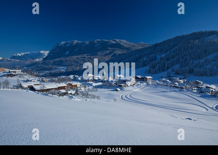 L'Autriche, Europe, Tyrol, SOMOGY, basses terres, Thiersee, Heiterwang, lieu, tourisme, Voyage, hiver, neige, bois, forêt, sk Banque D'Images