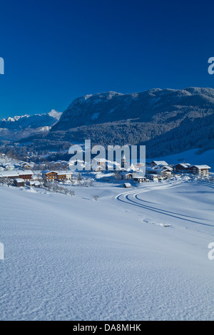 L'Autriche, Europe, Tyrol, SOMOGY, basses terres, Thiersee, Heiterwang, hiver, neige, bois, Forêt, Montagnes, Pendling, Wilder K Banque D'Images