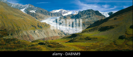 L'Autriche, Europe, Tyrol, hautes terres, Kaunertal, Gepatsch, distante, lointaine, Gepatschferner, glacier, Fluchtkogel, Alpes, oetztal, hig Banque D'Images